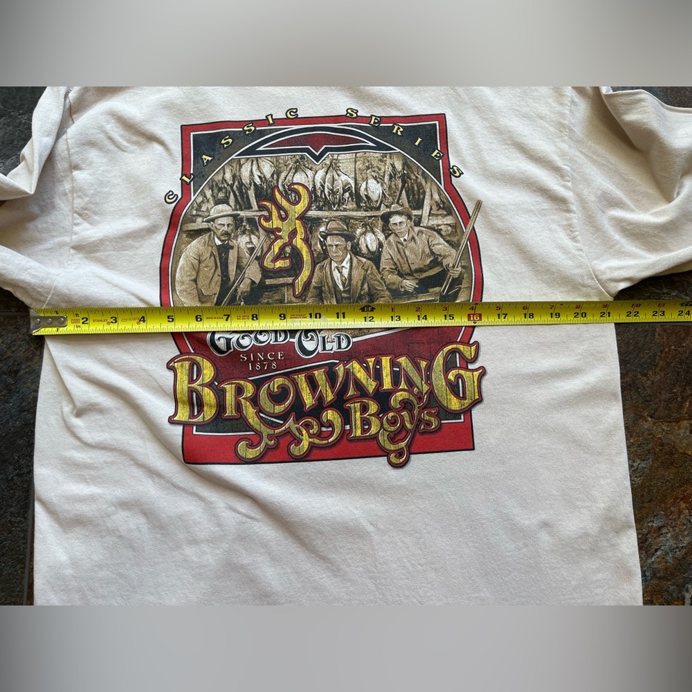Men’s Browning long sleeve tan/beige graphic tee shirt. Size large - Picture 8 of 11